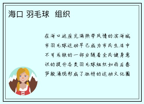 海口 羽毛球  组织